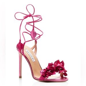 Aquazzura Pink Bougainvillea 105 Leather Sandals 38